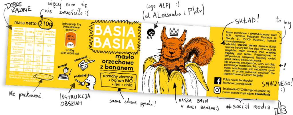 BasiaBasia - krem orzechowy o smaku bananowym, chia i lnem