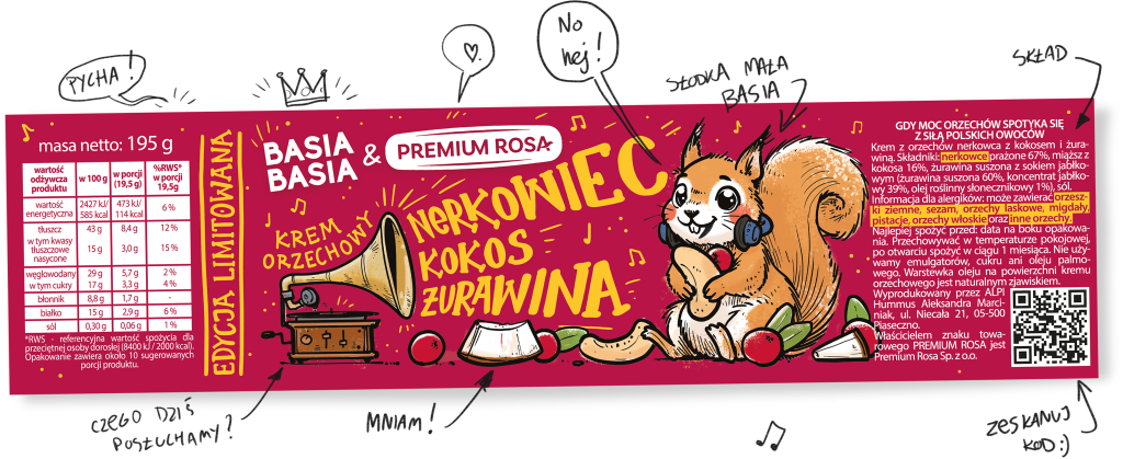 Krem orzechowy nerkowiec kokos żurawina